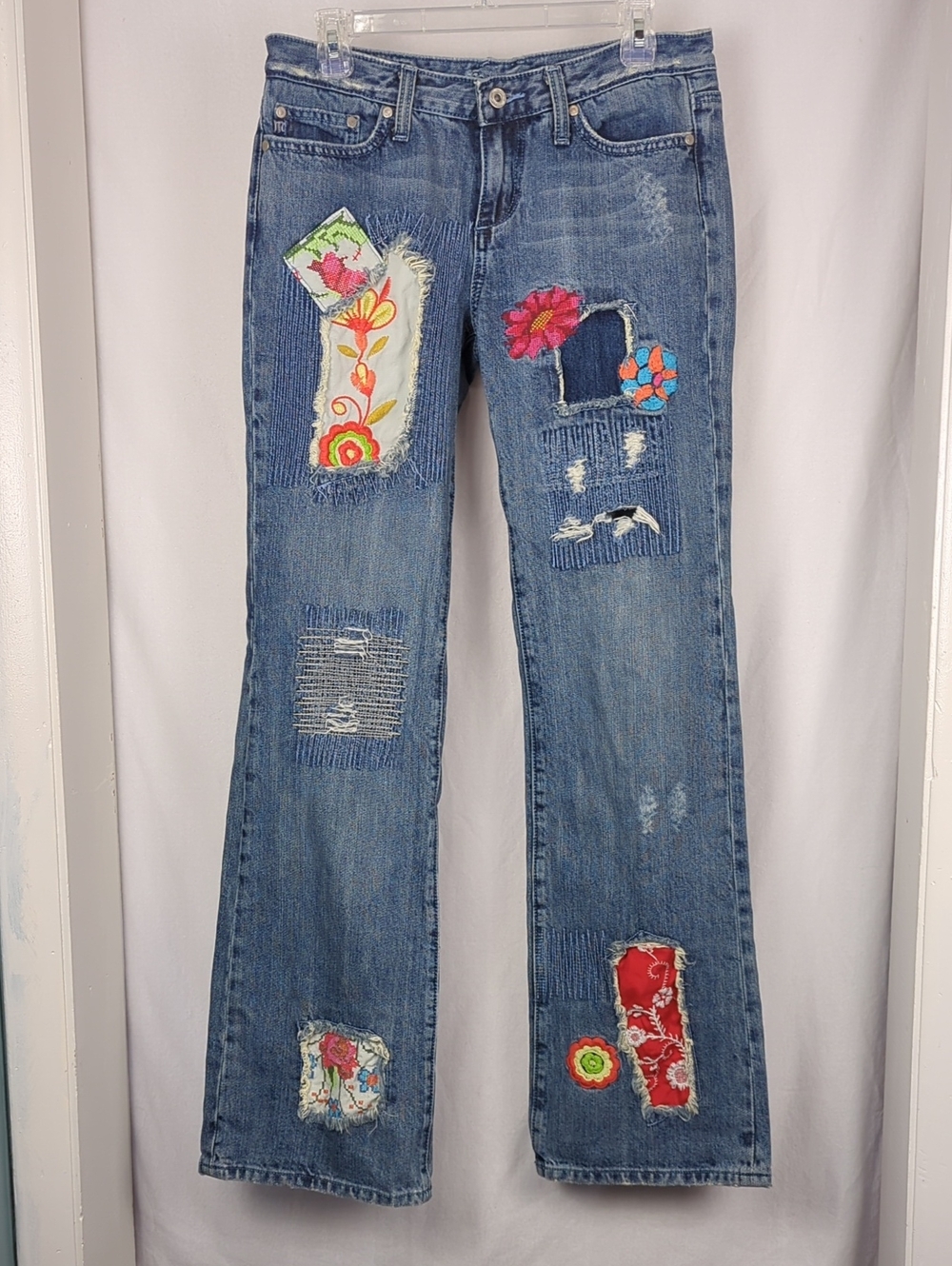 MISS ME Women's Patchwork Denim Bootcut Jeans